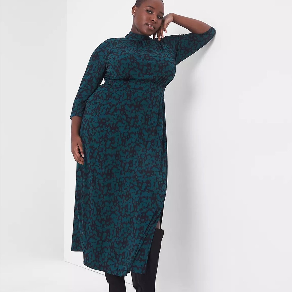 Lane Bryant Tie-Neck Open Back Midi Dress - Ikat Animal